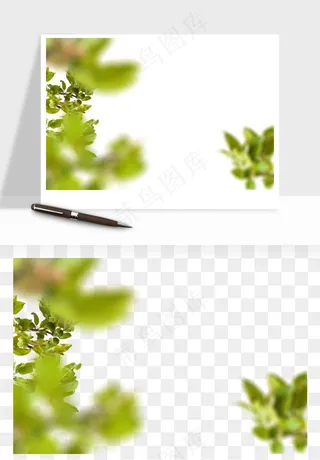 绿叶虚化前景树枝png免抠