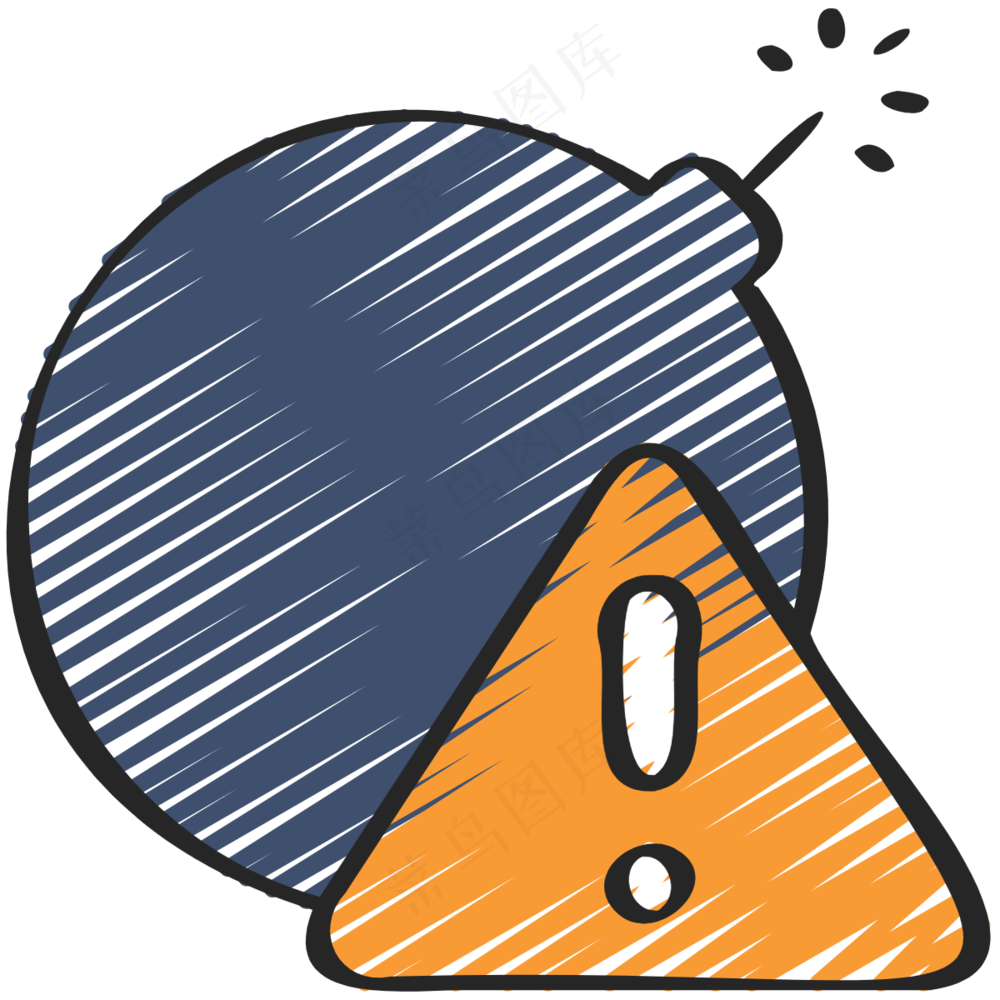 炸弹 危险 铅笔手绘图标icon