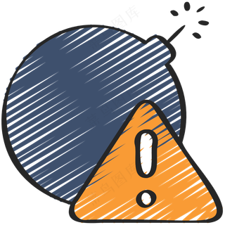 炸弹 危险 铅笔手绘图标icon