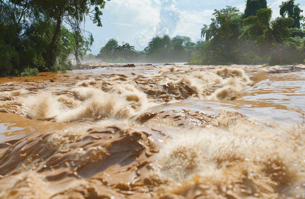 洪水自然灾害防洪预警摄影图
