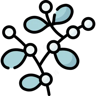 槲寄生 线性彩色花卉图标 mistletoe icon