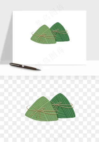 国潮粽子手绘肉粽png免抠