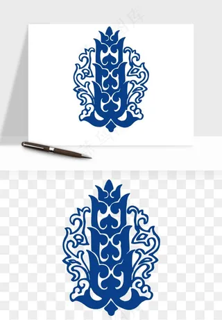 青花瓷花纹花卉图案png免抠