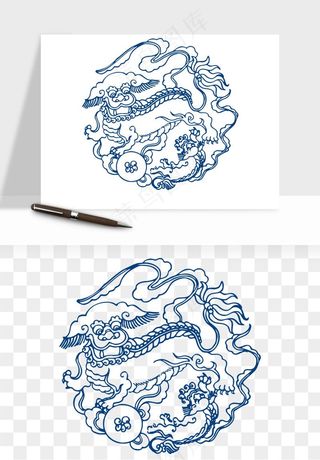 青花瓷花纹花卉图案png免抠