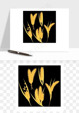 手绘麦穗稻穗麦秆矢量png免抠