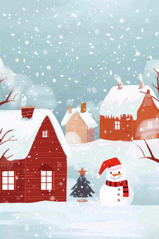 冬天白雪覆盖寒冷唯美雪景大寒插画背景