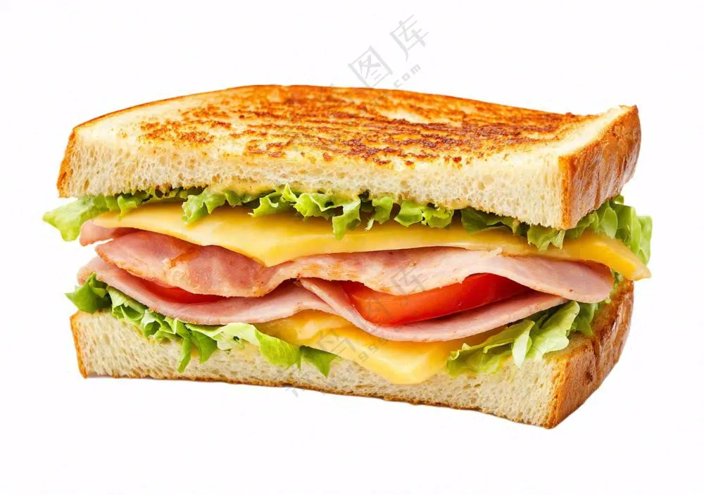 芝士培根三明治美食西餐摄影图免抠