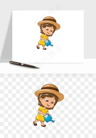 手绘植树节挖土人物png免抠