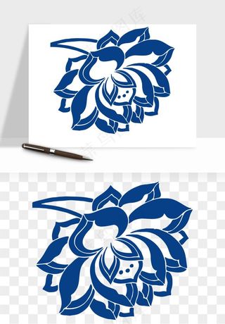 青花瓷花纹花卉图案png免抠