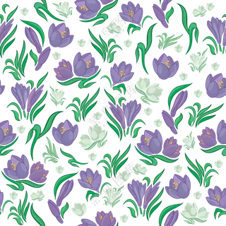 白色花朵与紫色的花卉植物免抠图片