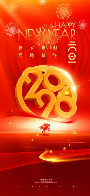 2026立体字马年新年海报