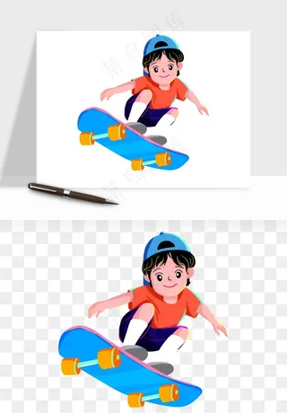 手绘儿童小孩玩耍png免抠