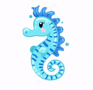 海马海洋动物卡通插画免抠