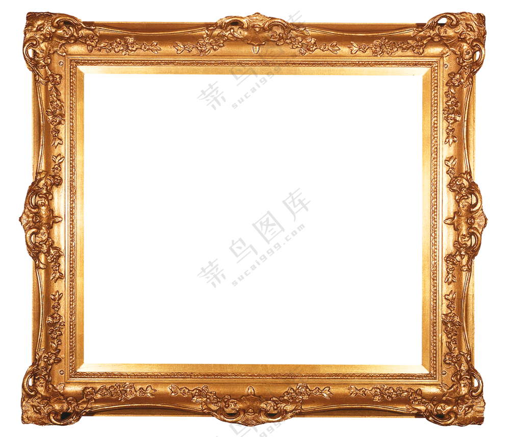 雕刻图案装饰金色边框免抠图片素材