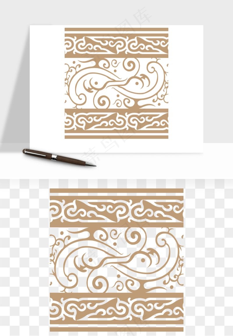 中式边框花纹图案png免抠