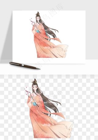 古风美人女子背影png免抠