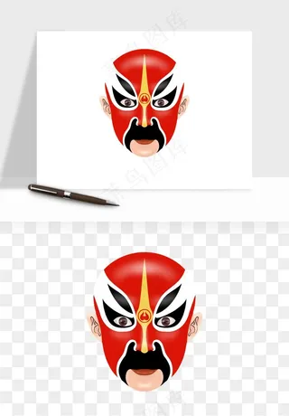 手绘戏剧脸谱卡通面具png免抠
