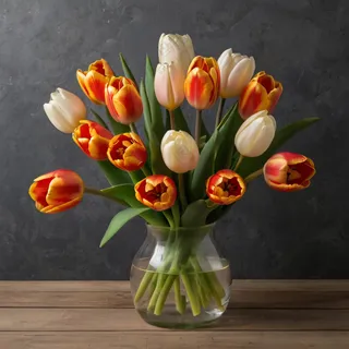 彩色郁金香水培插花