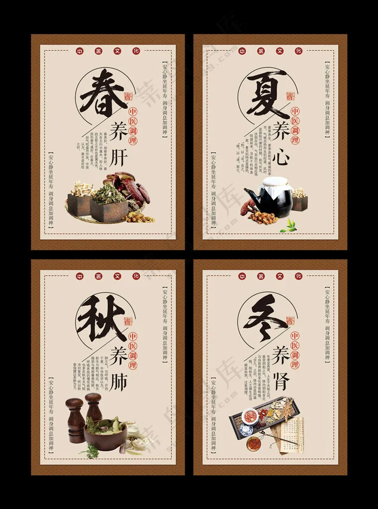 四季养生夏季养心中医养生展板海报