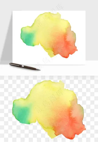 水彩泼墨涂鸦墨迹元素png免抠