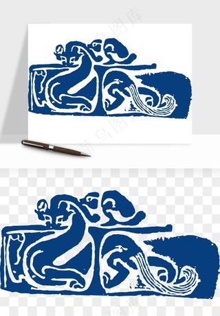 青花瓷花纹花卉图案png免抠