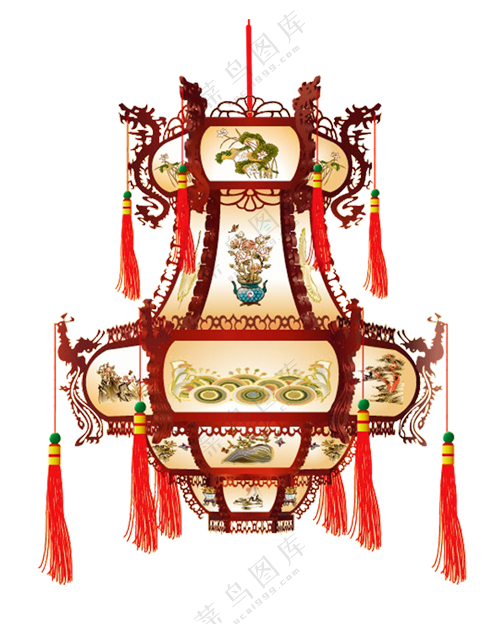 中国风手绘多层灯笼