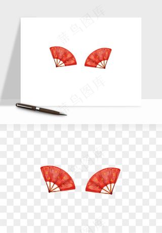 古风扇子元素png免抠