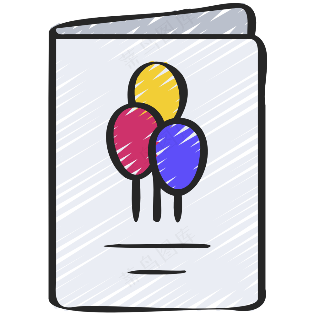 生日贺卡 铅笔手绘图标icon