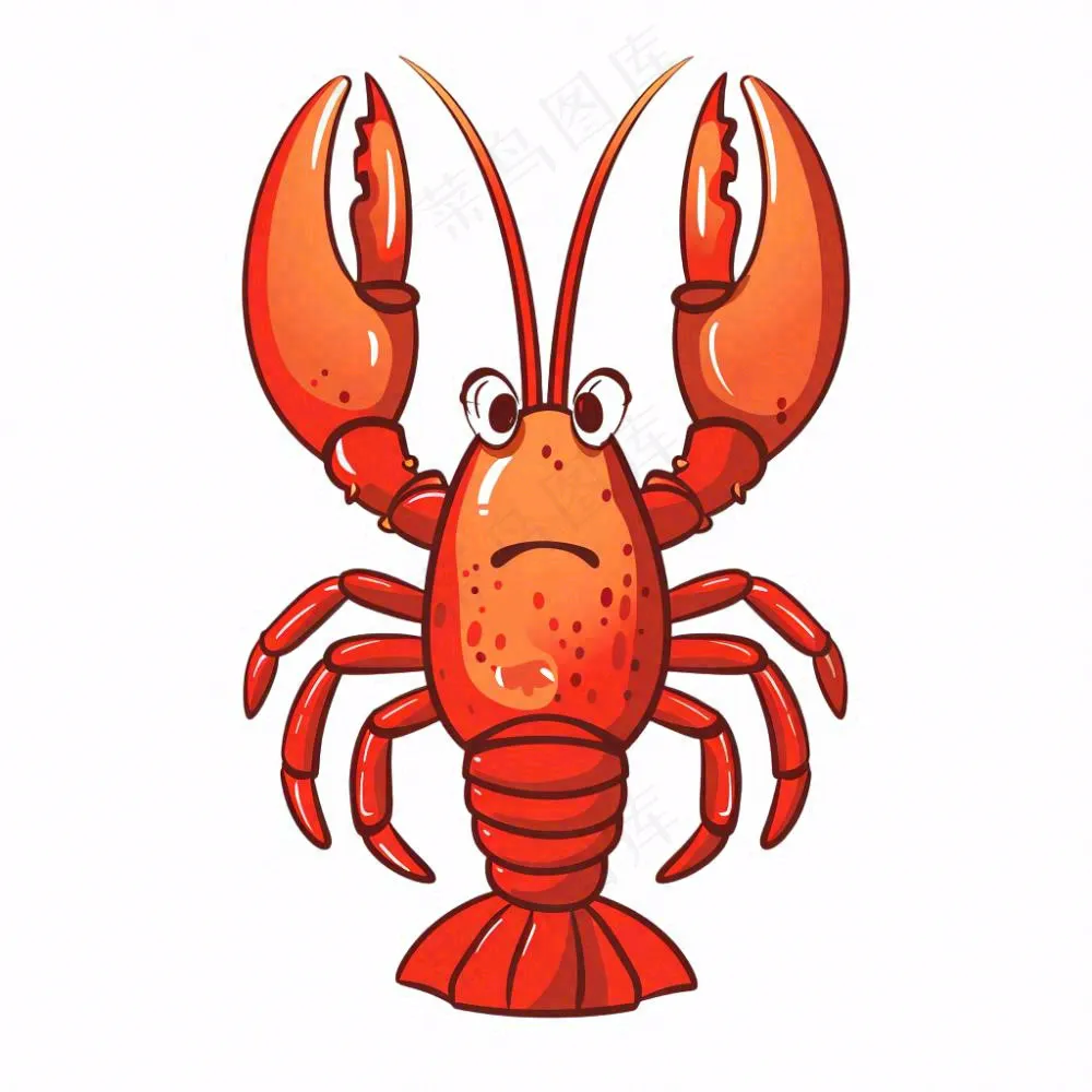 大龙虾海洋海鲜卡通插画免抠