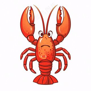 大龙虾海洋海鲜卡通插画免抠