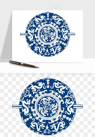 青花瓷花纹花卉图案png免抠