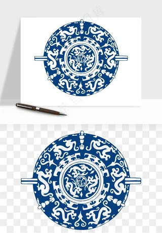 青花瓷花纹花卉图案png免抠