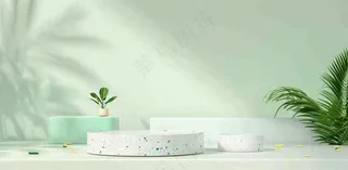 美妆护肤3d展台清新背景