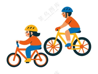 户外运动卡通风骑行儿童活动插图