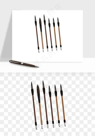 中式砚台毛笔书法png免抠