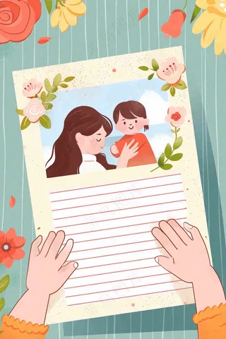 母亲节信封插画写信亲情创意插画背景