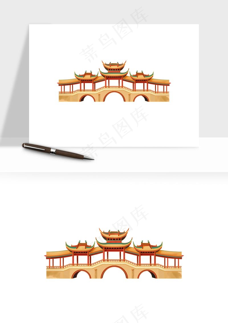 国潮风古建筑古楼古塔鼓楼psd,png免抠图