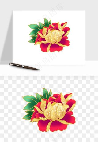 手绘国潮牡丹花花卉图案png免抠