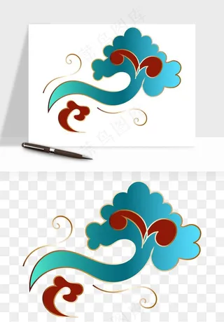 国潮敦煌云纹祥云云彩png免抠