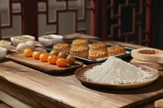 五仁月饼美食食材背景