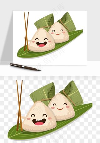 卡通表情粽子端午png免抠