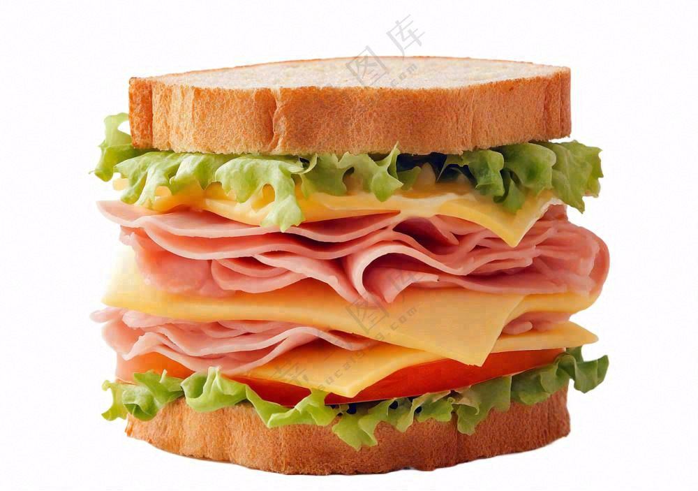 芝士培根三明治美食西餐摄影图免抠