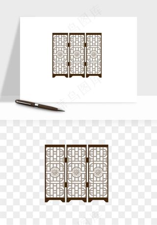 屏风国风元素png免抠