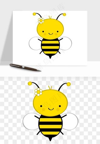 卡通蜜蜂采蜜png免抠