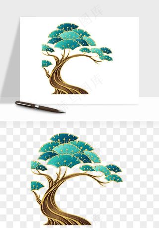 国潮松树松枝松叶png免抠