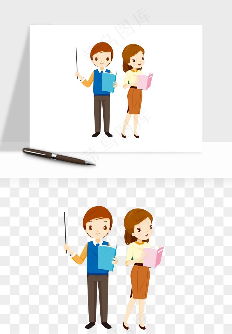手绘教师讲课png免抠