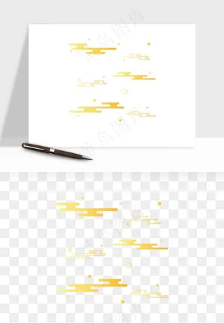 国潮线条祥云装饰png免抠