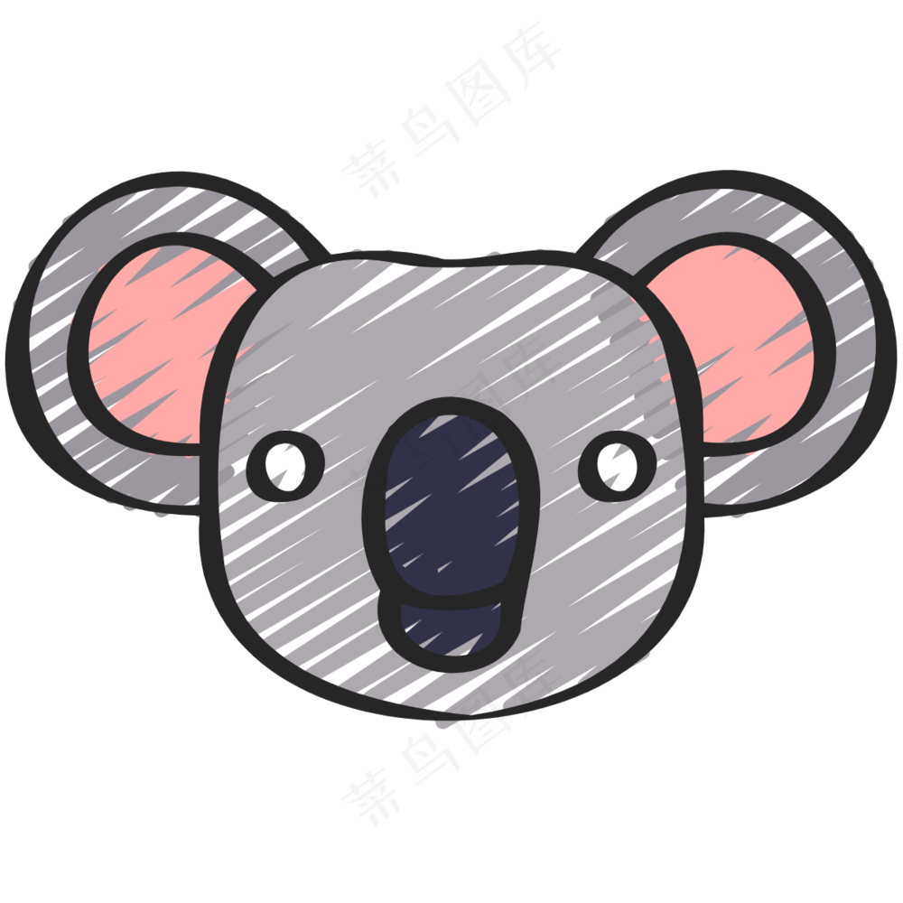 灰色可爱考拉头像 铅笔手绘图标icon