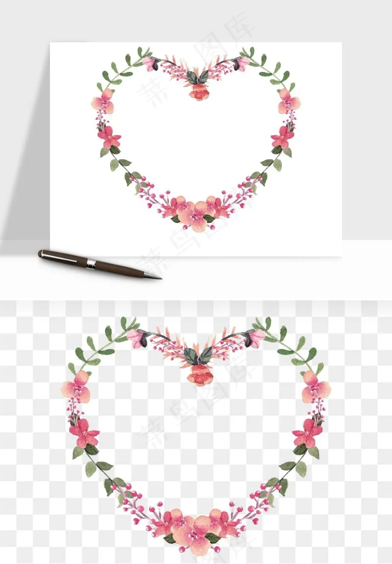 手绘花环边框浪漫png免抠