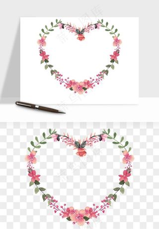 手绘花环边框浪漫png免抠